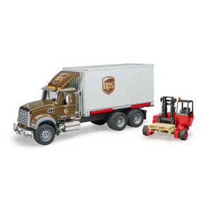 Грузовик Bruder - Mack, фургон UPS с погрузчиком и паллетами Грузовик Bruder - Mack, фургон UPS с погрузчиком и паллетами
