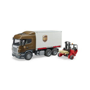 Фургон Scania UPS с погрузчиком и паллетами Фургон Scania UPS с погрузчиком и паллетами