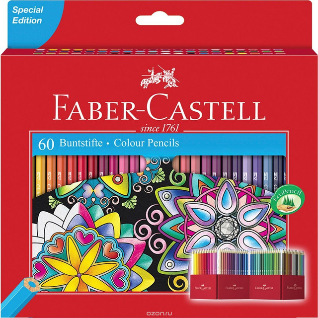 Название: КАРАНДАШИ ЦВЕТНЫЕ FABER-CASTELL 60ЦВ., Артикул: 111260, Цена: 4 049