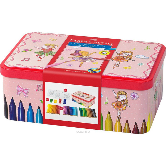 Название: НАБОР Д/РИСОВАНИЯ FABER-CASTELL CONNECTOR BALLERINA, Артикул: 155534 УП/33 ФЛОМАСТЕРА+10 КЛИПС+2 КАРТЫ, Цена: 1 999