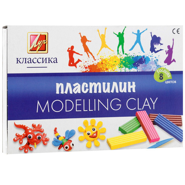 Название: ПЛАСТИЛИН ЛУЧ КЛАССИКА, Артикул: 12C 867-08 УП/8ЦВ.*140Г со стеком, Цена: 169