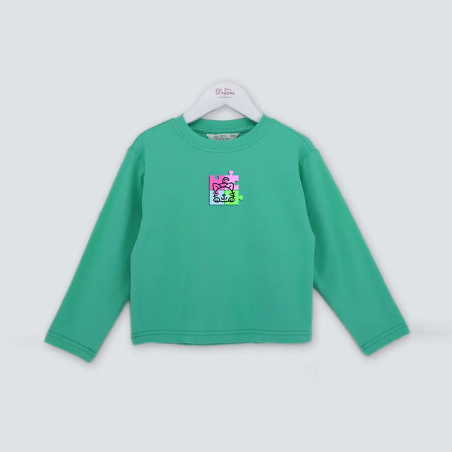 Название: Хлопковый Лонгслив Deloras, мятный, для девочки, Артикул: 19740 AW24 98-128, Цена: 599