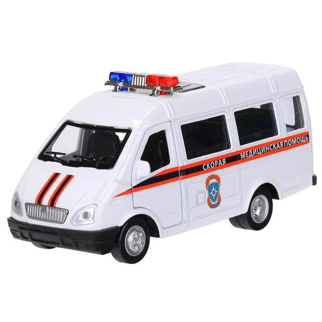 Название: Машинка ГАЗ, 12 см, Артикул: GAZ3221VAN-12AMB-WH ИНЕРЦИЯ, Цена: 899